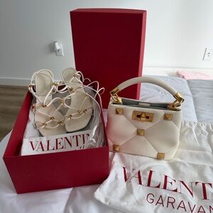 Valentino Mini Bag in Cream with Gold Accents